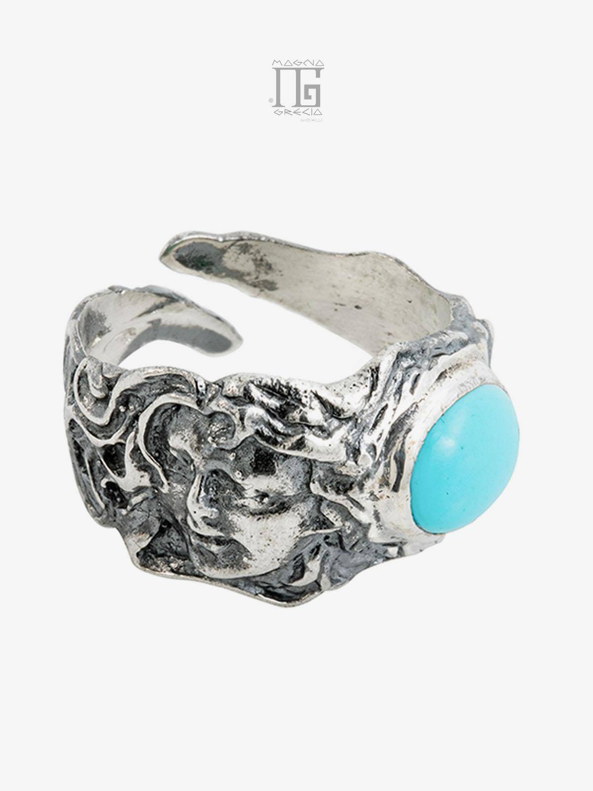 “Amore” Ring in Silver with the Face of Venus and Turquoise Paste Stone Cod. MGK 3003 V-1