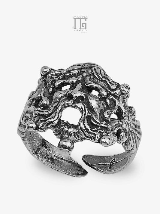 Silver Ring with Apotropaic Mask Code MGK 3401 V