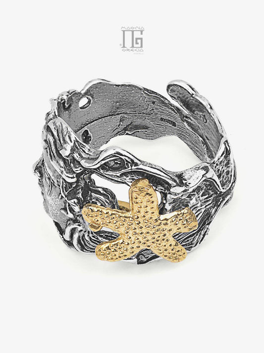 "Summer" Ring in Silver with Face of the Goddess Venus and Starfish Cod. MGK 3487 V