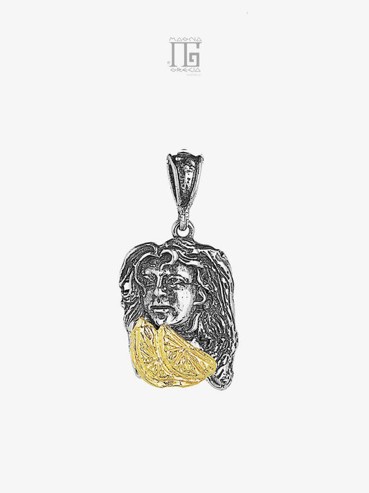 “Winter” Pendant in Silver with Face of the Goddess Venus and Orange Segments Cod. MGK 3498 V