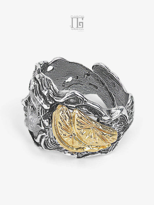 "Winter" Ring in Silver with Face of the Goddess Venus and Orange Segments Cod. MGK 3500 V