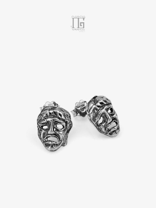 Silver Earrings with Apotropaic Mask Code MGK 3736 V