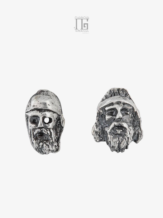 Silver earrings with the face of the Riace Bronzes Cod. MGK 3842 V