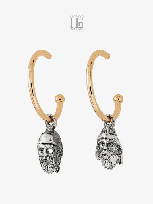 Semicircle earrings in silver with the face of the Riace Bronzes Cod. MGK 3844 V