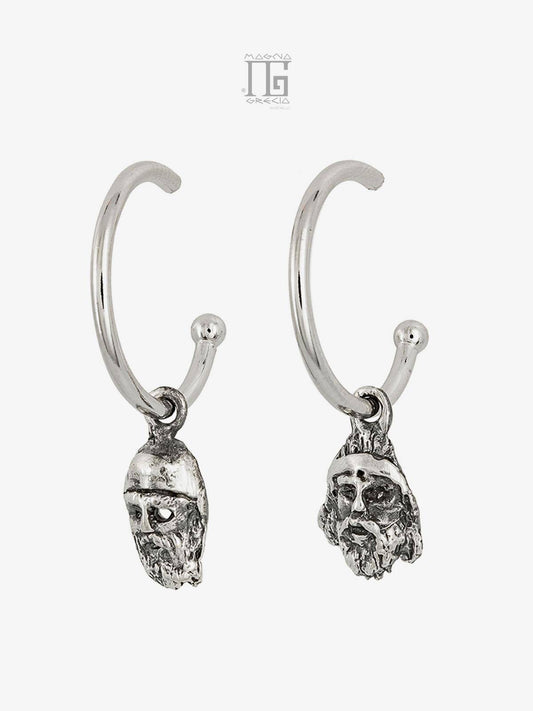Silver semicircle earrings with the face of the Riace Bronzes Cod. MGK 3845 V