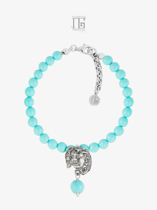 “Love” Bracelet in Turquoise Paste with the Face of Venus in Silver Cod. MGK 3851 V-1