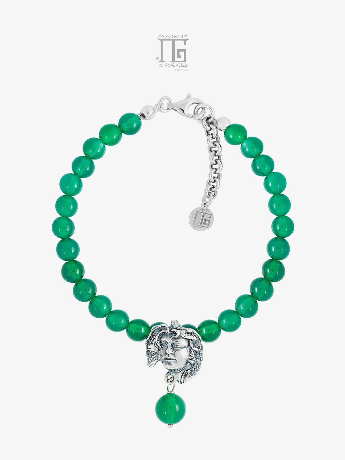 “Fortuna” Bracelet in Green Agate with the Face of Venus in Silver Cod. MGK 3851 V-2