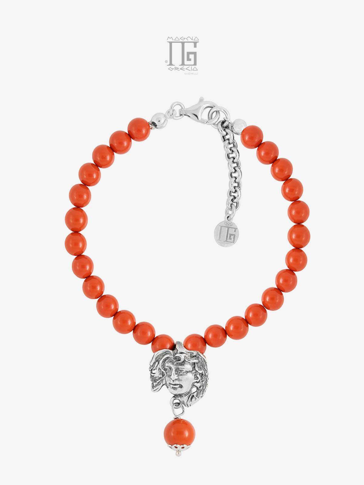 “Friendship” Bracelet in Coral Paste with the Face of Venus in Silver Cod. MGK 3851 V-3