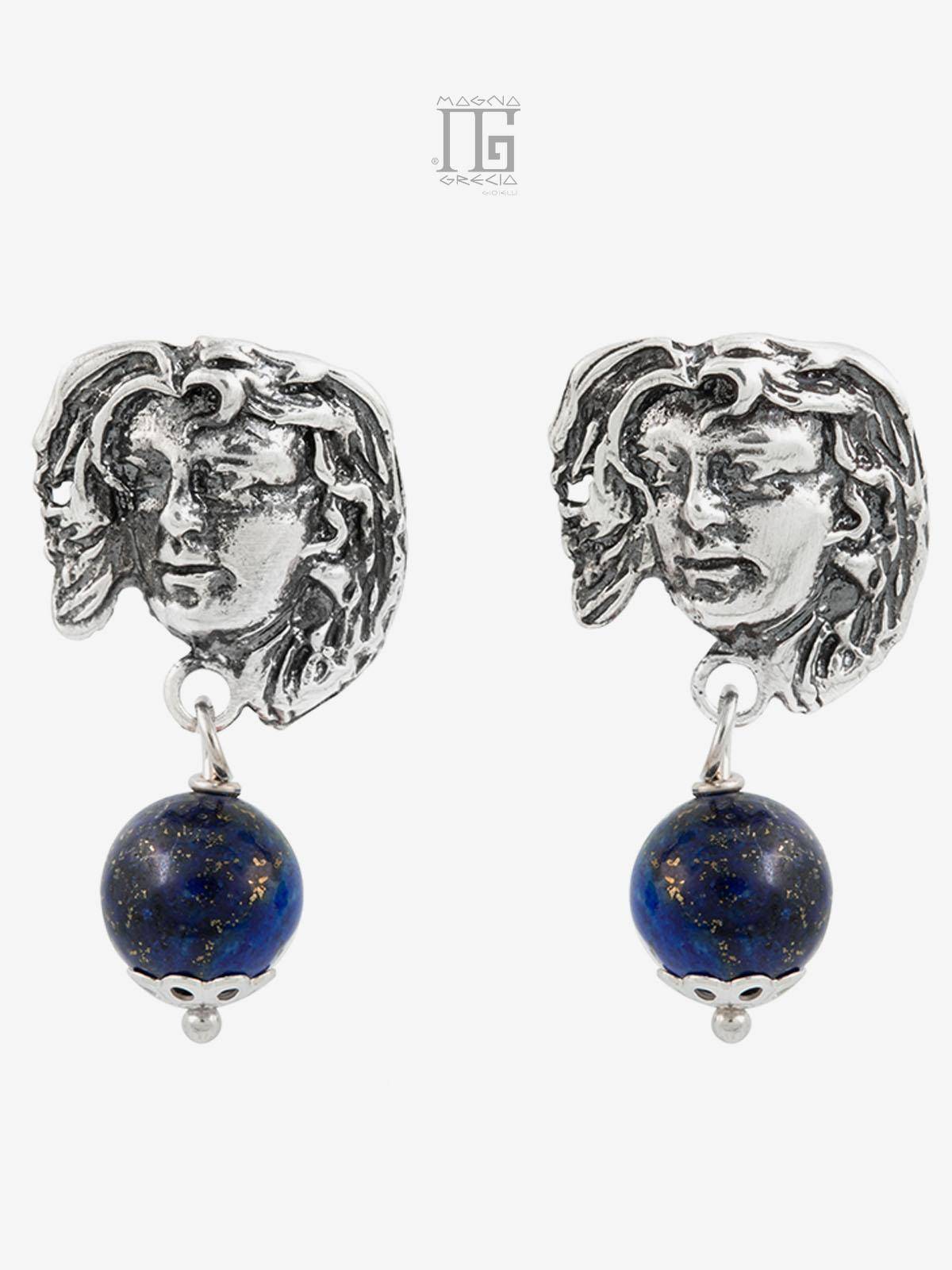 “Tranquility” earrings in Silver depicting the Face of the Goddess Venus and Blue Lapis Lazuli Cod. MGK 3852 V-4