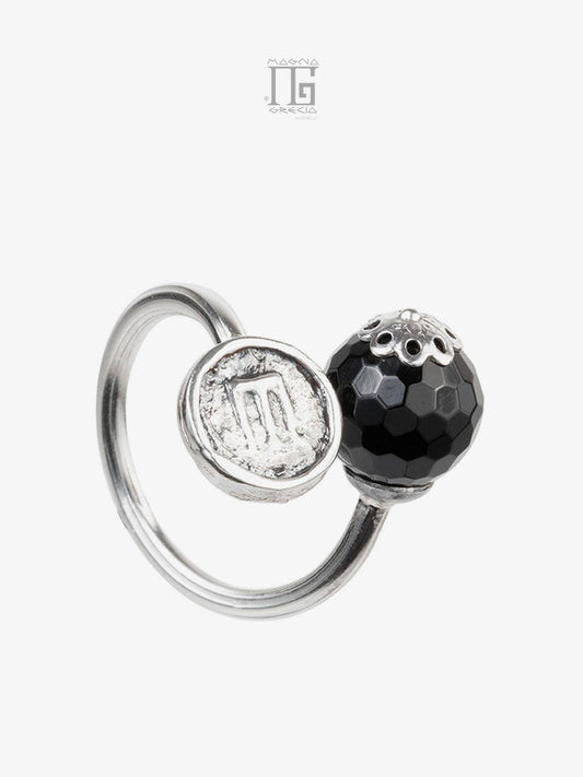 "Eleganza" Ring in Silver depicting the Stater with Onyx Stone Cod. MGK 3891 V