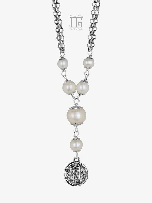Pearl and Stater Silver Necklace Code MGK 4027 V