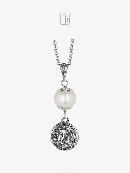 Silver pendant with stater and natural freshwater pearl Cod. MGK 4028 V