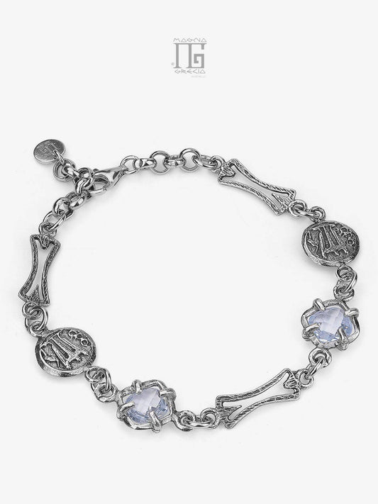 Silver Bracelet with Stater and Hydrothermal Stones Color Blue Topaz cod. MGK 4111 V