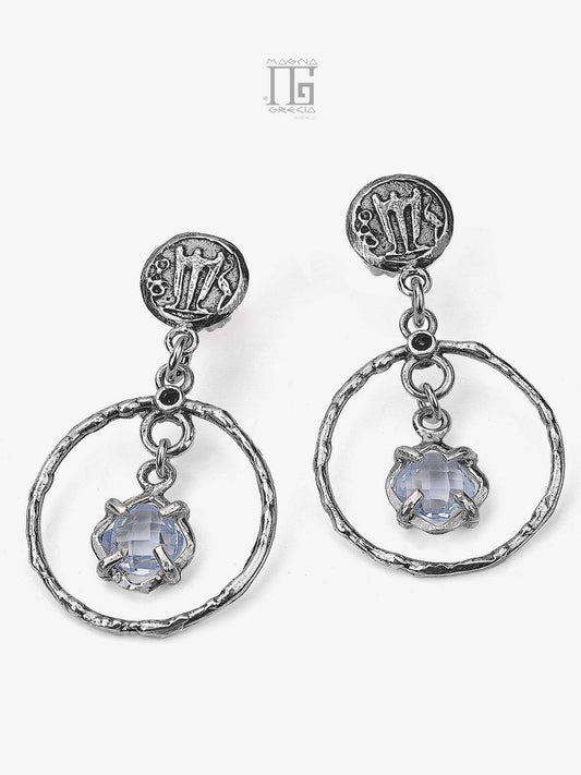 Silver earrings with stater and hydrothermal stones in blue topaz cod. MGK 4114 V