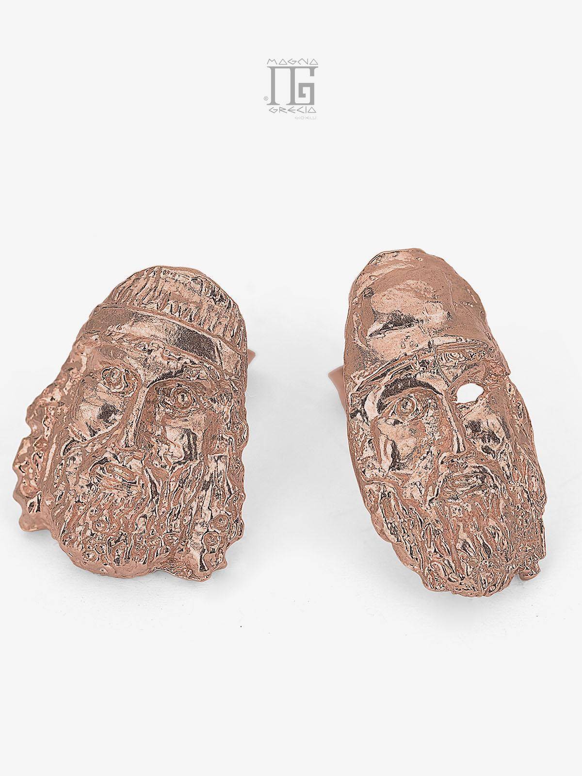 Silver earrings depicting the face of the Riace Bronzes Cod. MGK 4117 V