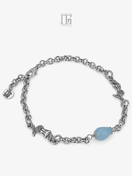 Silver Bracelet with Marine Mermaids and Angelite Stone Cod. MGK 4137 V