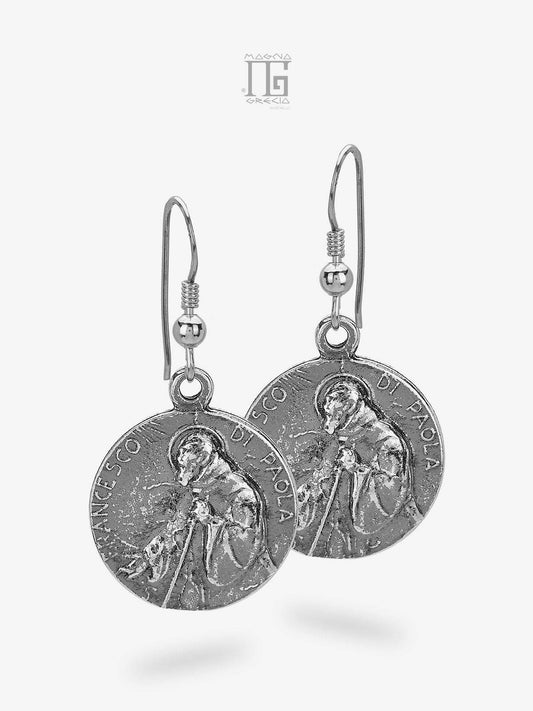 Pendientes de plata con la efigie de San Francesco da Paola Cod. MGK 4217 V