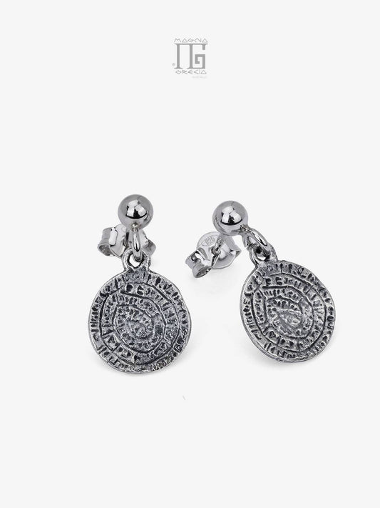 Silver earrings with Phaistos Disc coin Code MGK 4241 V