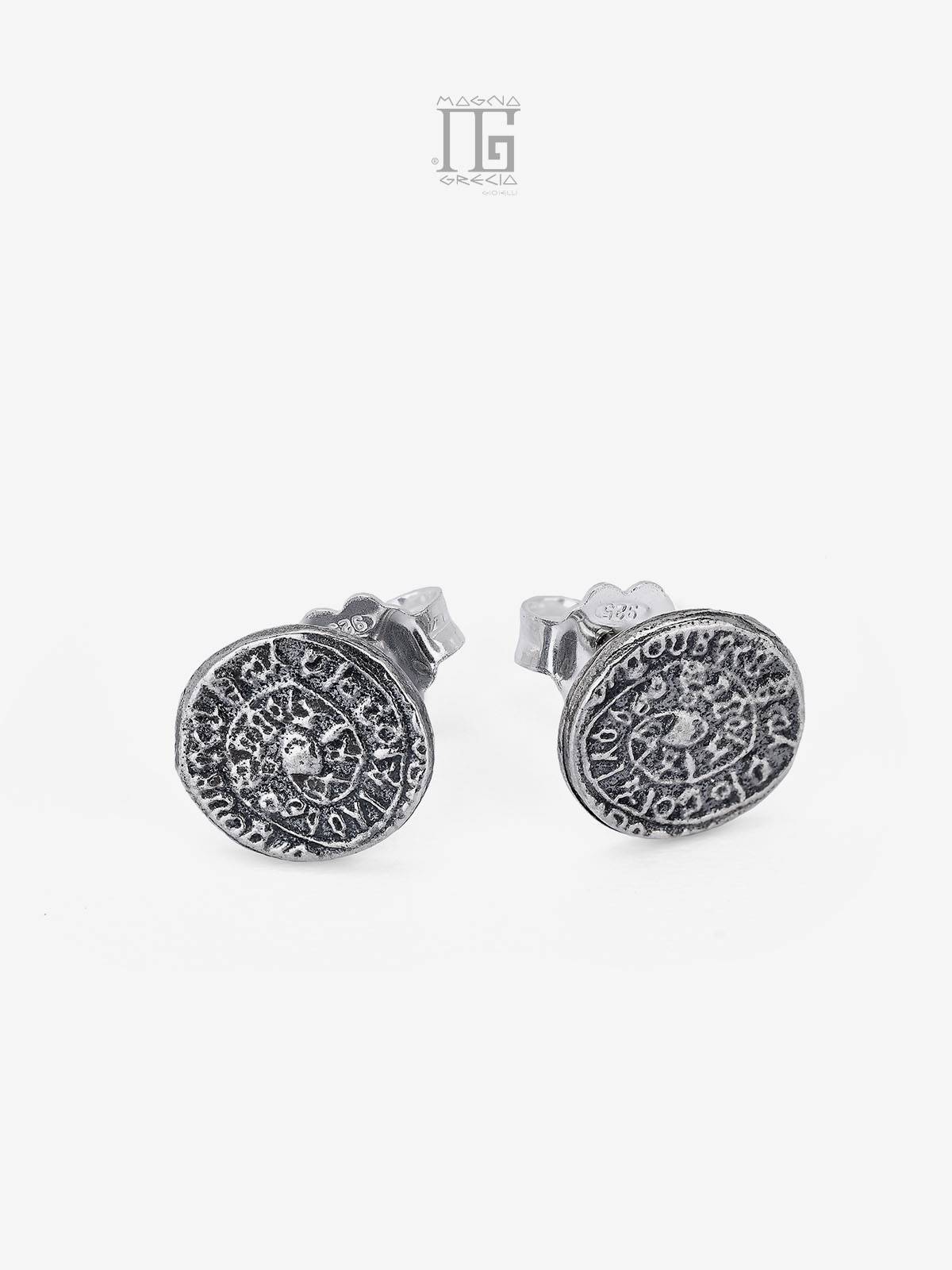 Silver earrings with Phaistos Disc coin Code MGK 4243 V