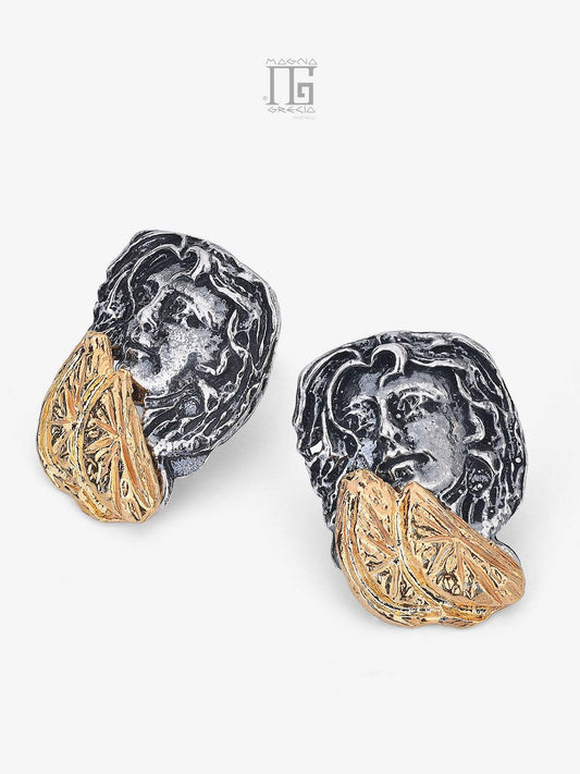 “Winter” earrings in silver depicting the face of the Goddess Venus and orange segments Cod. MGK 4257 V-4
