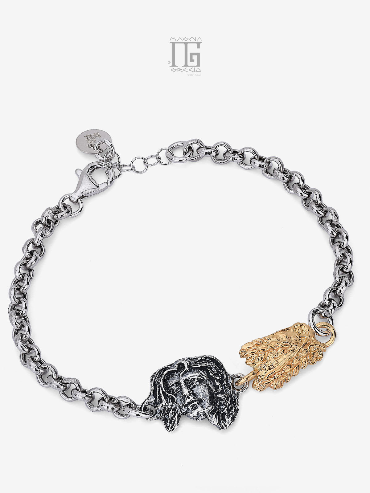 “Spring” Bracelet in Silver with the Face of the Goddess Venus and an Ear of Wheat Cod. MGK 4258 V-1