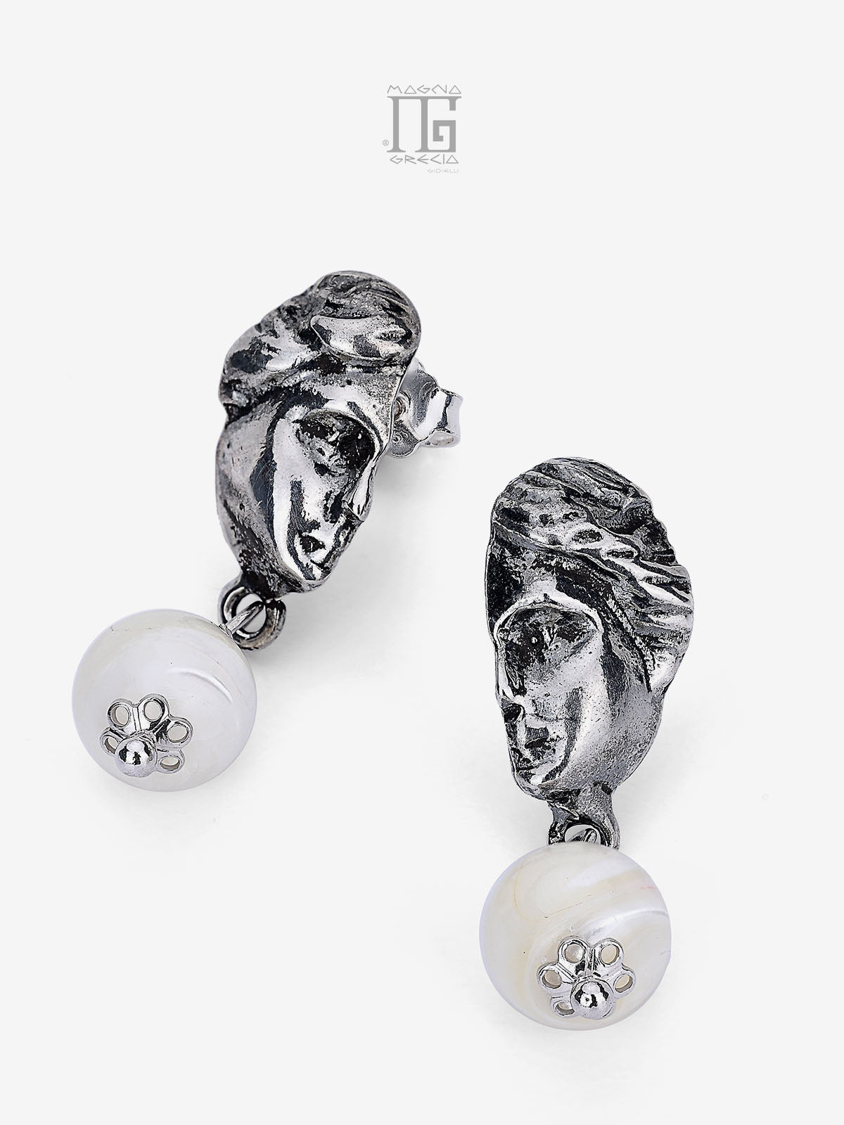 Silver earrings with Marble Mother of Pearl Cod. MGK 4268 V